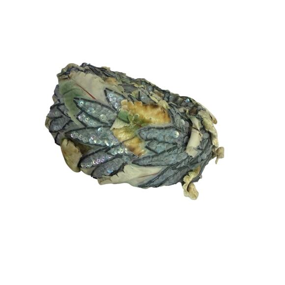 Vtg 1930s Juliet Cap Sequin Beaded Leaf Applique Evening Hat Flapper Couture main image 7